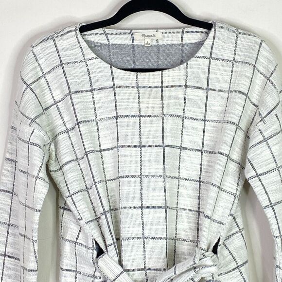 Madewell Windowpane Tie Front Sweater Top Women's Size Small - Picture 4 of 9